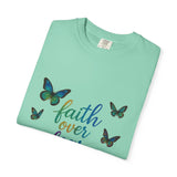 Faith Over Fear T‑Shirt — Christian Heartbeat Butterfly Tee