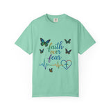 Faith Over Fear T‑Shirt — Christian Heartbeat Butterfly Tee