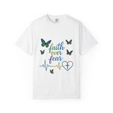 Faith Over Fear T‑Shirt — Christian Heartbeat Butterfly Tee