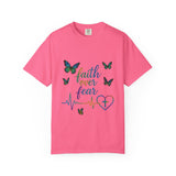 Faith Over Fear T‑Shirt — Christian Heartbeat Butterfly Tee