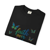 Faith Over Fear T‑Shirt — Christian Heartbeat Butterfly Tee