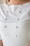 Champagne On The Rocks - Silver - Paparazzi Accessories -  Item #P2RE-SVXX-264XX Infused with dainty silver accents, metallic and smoky crystal-like beads trickle along a dainty silver chain across the chest for a refined look. Features an adjustable clasp closure.  Sold as one individual necklace. Includes one pair of matching earrings.