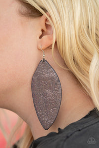 Eden Radiance - Multi - Paparazzi Accessories -  Featuring an oil spill iridescence, a leaf-like leather frame swings from the ear for a colorfully retro look. Earring attaches to a standard fishhook fitting.  Sold as one pair of earrings