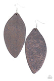 Eden Radiance - Multi - Paparazzi Accessories -  Featuring an oil spill iridescence, a leaf-like leather frame swings from the ear for a colorfully retro look. Earring attaches to a standard fishhook fitting.  Sold as one pair of earrings