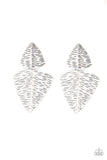 PRIMAL Factors - Silver - Paparazzi Accessories -  Item #P5PO-SVXX-189XX Etched in antiqued linear details, a pair of beveled silver frames delicately link into a handcrafted lure for a bold tribal flair. Earring attaches to a standard post earring.  Sold as one pair of post earrings.