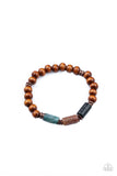 ZEN Most Wanted - Copper - Paparazzi Accessories -  Item #P9UR-CPXX-033XX Colorful stone beads, copper accents, and earthy wooden beads are threaded along stretchy bands around the wrist for a seasonal flair.  Sold as one individual bracelet.