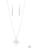 Tea Party Tease - Blue - Paparazzi Accessories -  Item #P2SE-BLXX-452XX A dainty blue firework-like flower is encased inside a glassy frame, creating a whimsical pendant below the collar. Features an adjustable clasp closure.  Sold as one individual necklace. Includes one pair of matching earrings.