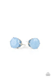 Simply Serendipity - Blue - Paparazzi Accessories -  Item #P5PO-BLXX-124XX Dewy Cerulean faceted gem-like beads float atop a pronged silver fitting, creating an ethereal display. Earring attaches to a standard post fitting.  Sold as one pair of post earrings.