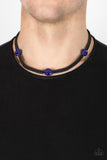 SoCal Style - Blue - Paparazzi Accessories -  Item #P2UR-BLXX-054XX Glazed blue beads are knotted in place below the collar with braided black cording, creating a trendsetting urban look. Features a button loop closure.  Sold as one individual necklace.