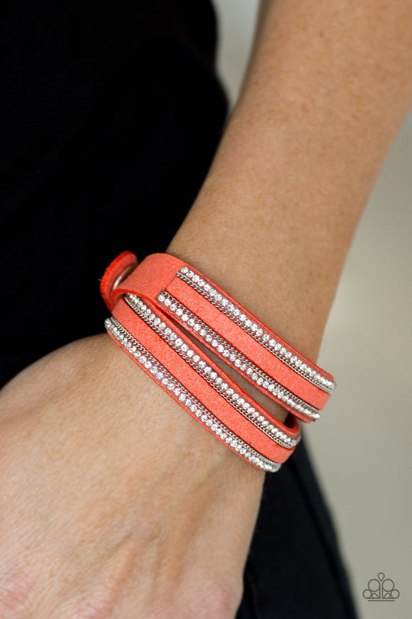 Going For Glam - Orange - Paparazzi Accessories - WRAP BRACELET $5