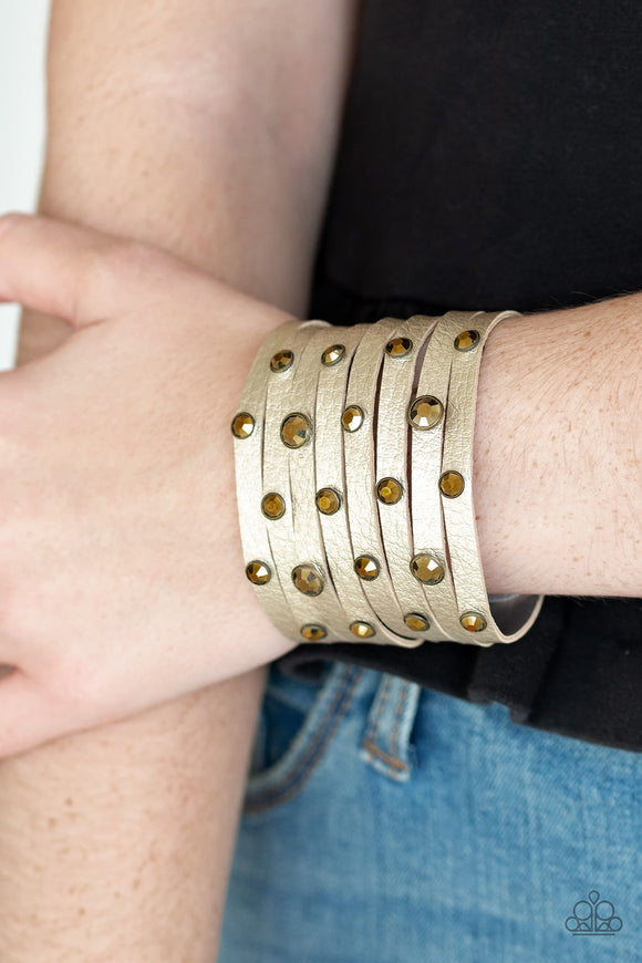Go-Getter Glamorous - Brass - Paparazzi Accessories LEATHER BRACELET $5