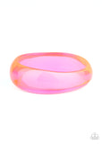 Major Material Girl - Pink - Paparazzi Accessories - A neon pink acrylic bangle slides along the wrist for a colorfully retro flair. The shiny bangle gradually widens at the top for a fabulous finish.  Sold as one individual bracelet.