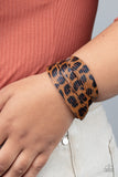 Hey GRRirl - Brown - Paparazzi Accessories - Painted in a lifelike brown and black cheetah print, thick leather bands have been spliced into layers that wave across the wrist for a wild look. Features an adjustable snap closure.  Sold as one individual bracelet.