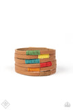 Country Colors - Multi - Paparazzi Accessories Item #P9SE-MTXX-143WB A brown leather band has been spliced into layered rows that wrap around the wrist. Multicolored threaded accents wrap around the leather strips, creating a colorfully rustic display. Features an adjustable snap closure.  Sold as one individual bracelet.  September 2020 Fashion Fix