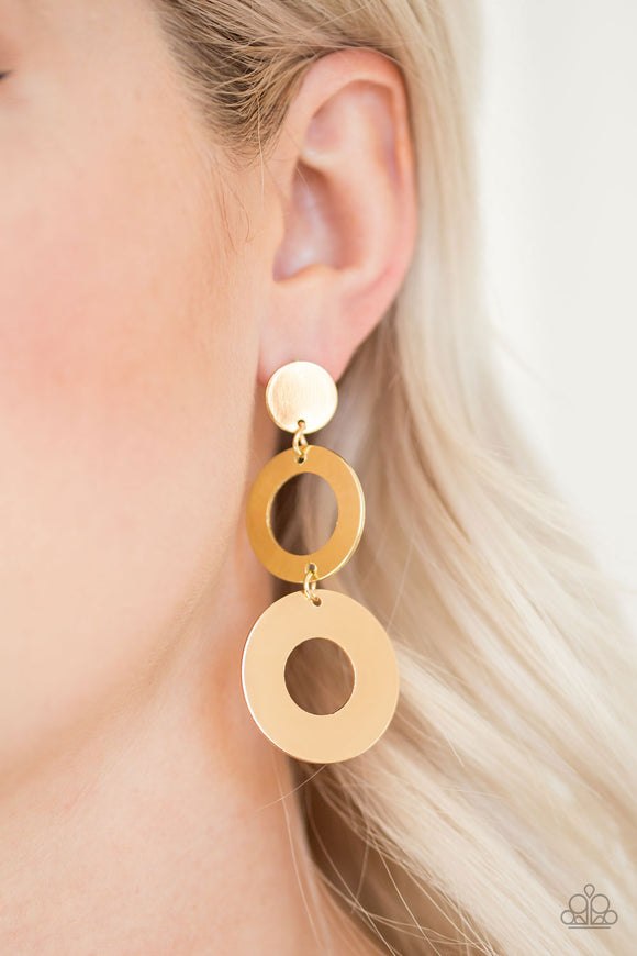 Pop Idol - Gold - Paparazzi Accessories EARRINGS