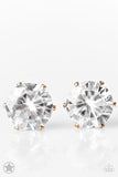 Just In TIMELESS - Gold - Paparazzi Accessories -  P5PO-GDXX-008XX  A sparkling white rhinestone is nestled inside a classic gold frame for a timeless look. Earring attaches to a standard post fitting.  Sold as one pair of post earrings by DeesBlings.com - Affordable Fashion Jewelry that is Lead and Nickel free.