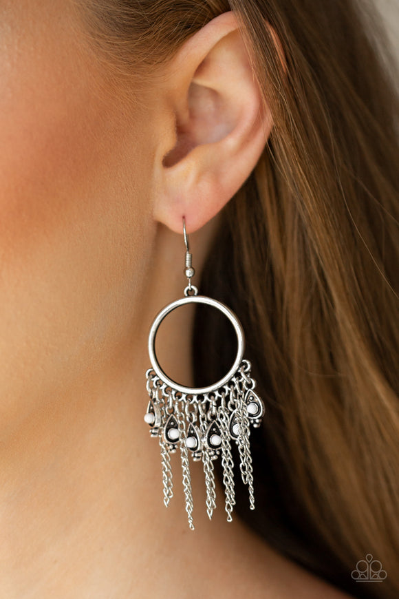 Very Vagabond - White - Paparazzi Accessories $5 EARRINGS