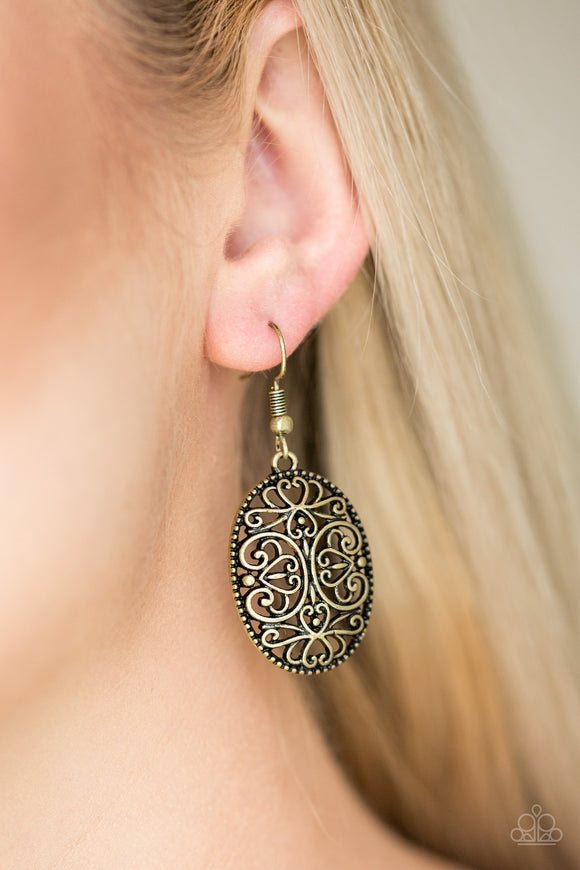 Wistfully Whimsical - Brass - Paparazzi Accessories EARRINGS $5
