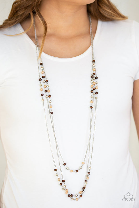 Seasonal Sensation - Brown - Paparazzi Accessories LONG NECKLACE