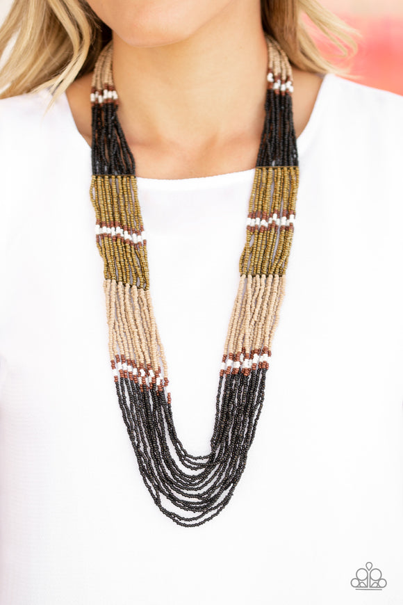 Rio Roamer - Black/Brown - Paparazzi Accessories $5 NECKLACE
