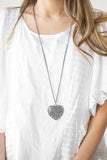 Victorian Virtue - Black - Paparazzi Accessories $5 LONG NECKLACE HEART