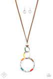 Rural Renovation - Multi - Paparazzi Accessories -  Item #P2SE-MTXX-197WB Wrapped in sections of multicolored threaded accents, a mismatched trio of hammered silver rings link at the bottom of a beaded fitting. The earthy compilation is attached to lengthened strands of brown suede for an authentic finish. Features an adjustable clasp closure.  Sold as one individual necklace. Includes one pair of matching earrings.  September 2020 Fashion Fix