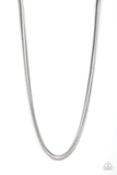 Kingpin - Silver - Paparazzi Accessories -  P2MN-URSV-029XX Featuring a high-sheen finish, a thick silver herringbone chain drapes across the chest for a sleek, upscale look. Features an adjustable clasp closure.  Sold as one individual necklace.