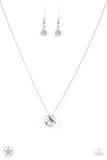 What A Gem - White - Paparazzi Accessories -  A single rhinestone sparkles brilliantly at the bottom of a dainty silver chain, creating a stunning solitaire design. Features an adjustable clasp closure.  Sold as one individual necklace. Includes one pair of matching earrings.