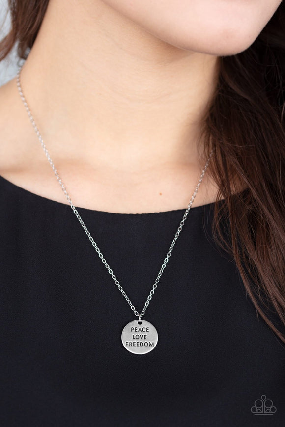 Freedom Isn't Free - Silver - Paparazzi Accessories  Stamped in the words, 